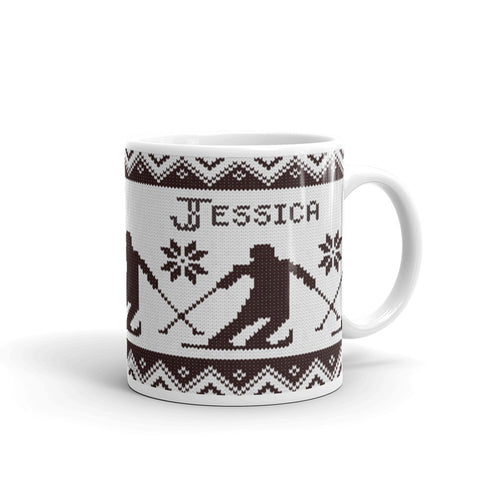 Nordic Skier Personalized Knitting Mug